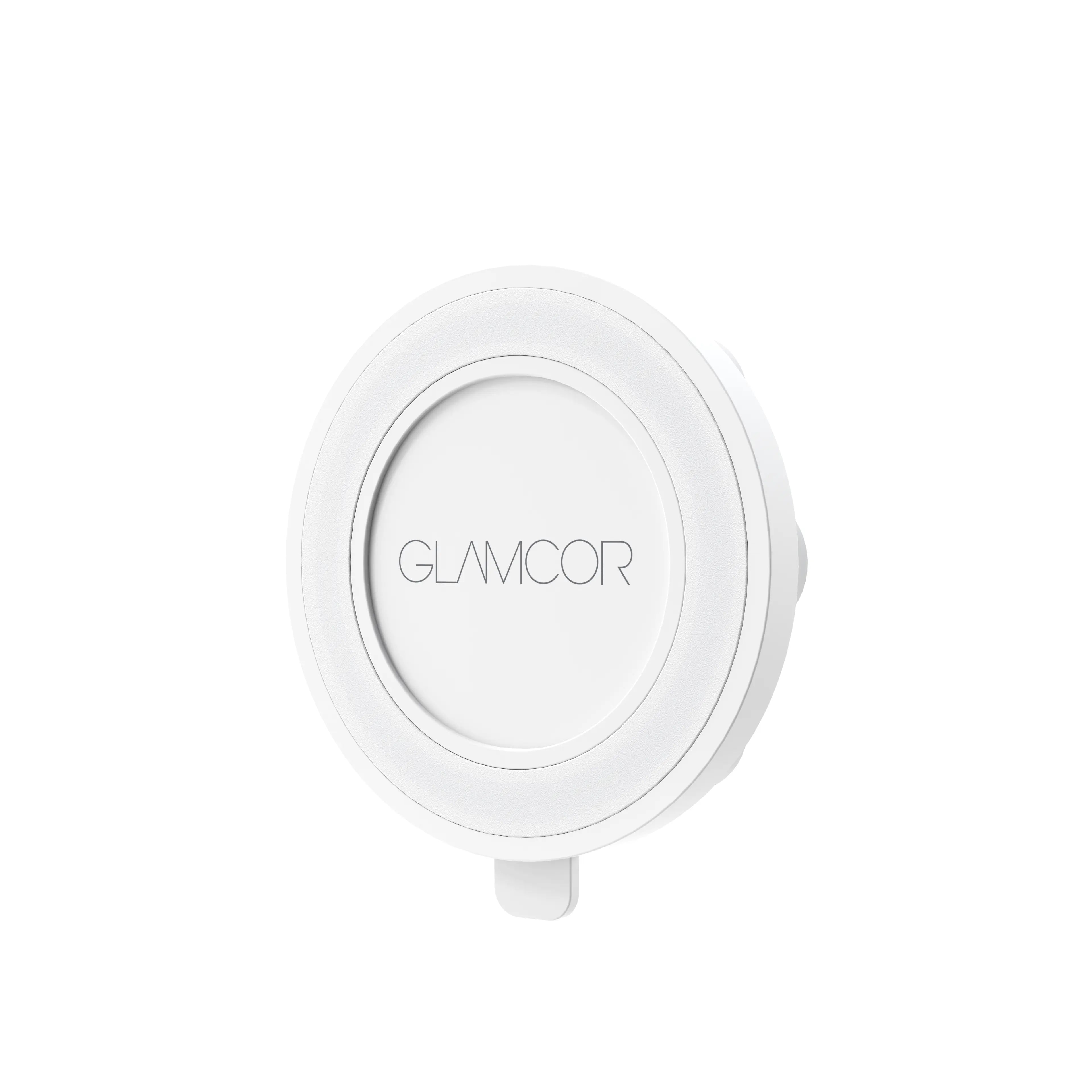 Chic white GLAMCOR Magnetic Suction Phone Mount, ideal for hands-free convenience and secure placement on any surface