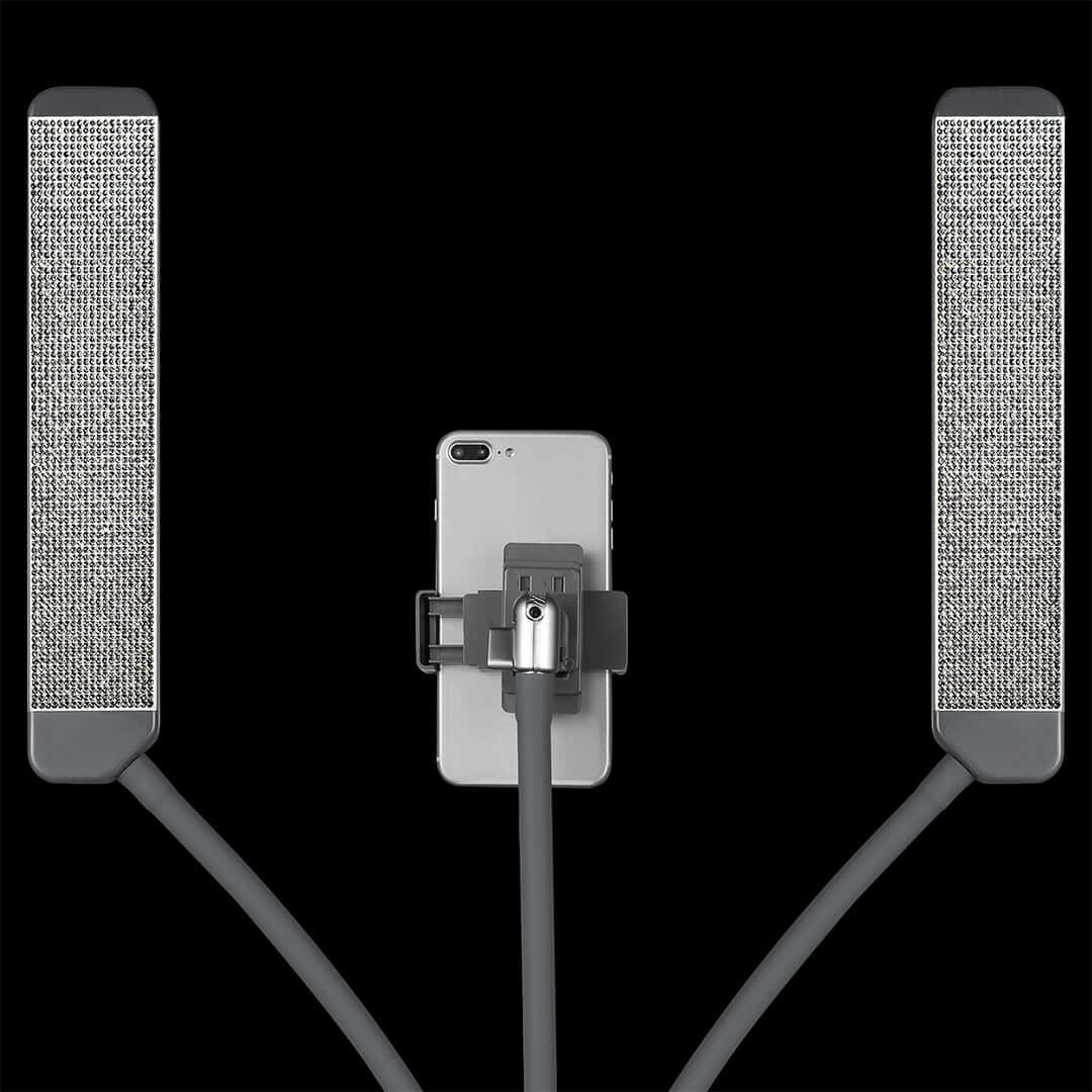 Glamcor Multimedia X Content Creation Kit Sparkle Grey Back: Grey-themed sparkle backdrop for the Multimedia X Content Creation Kit.