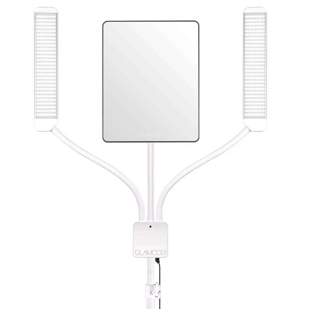 Glamcor Multimedia X Content Creation Kit White with Tablet: Elegant white-themed content creation kit with tablet compatibility.