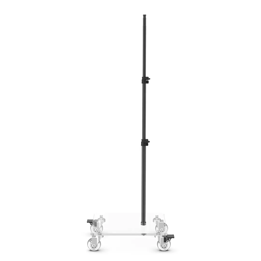 Glamcor Rolling Flat Base Stand for light in grey and silver, ideal for estheticians and tattoo artists needing mobility and space efficiency.