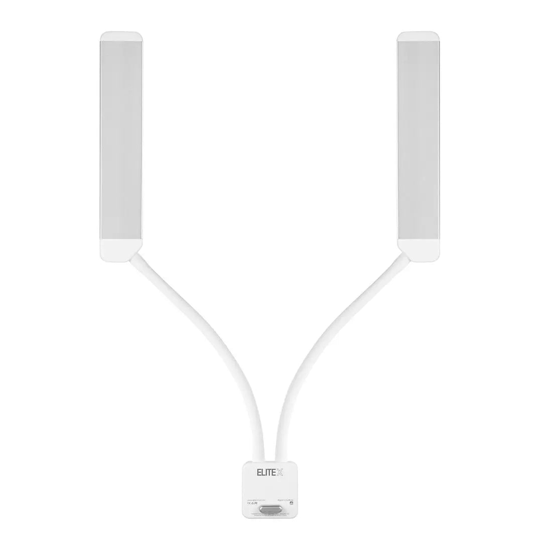 GLAMCOR Elite X Pro Kit in White Silver spotlight angle, ensuring precise lighting control for makeup artists, providing the perfect illumination for every application.