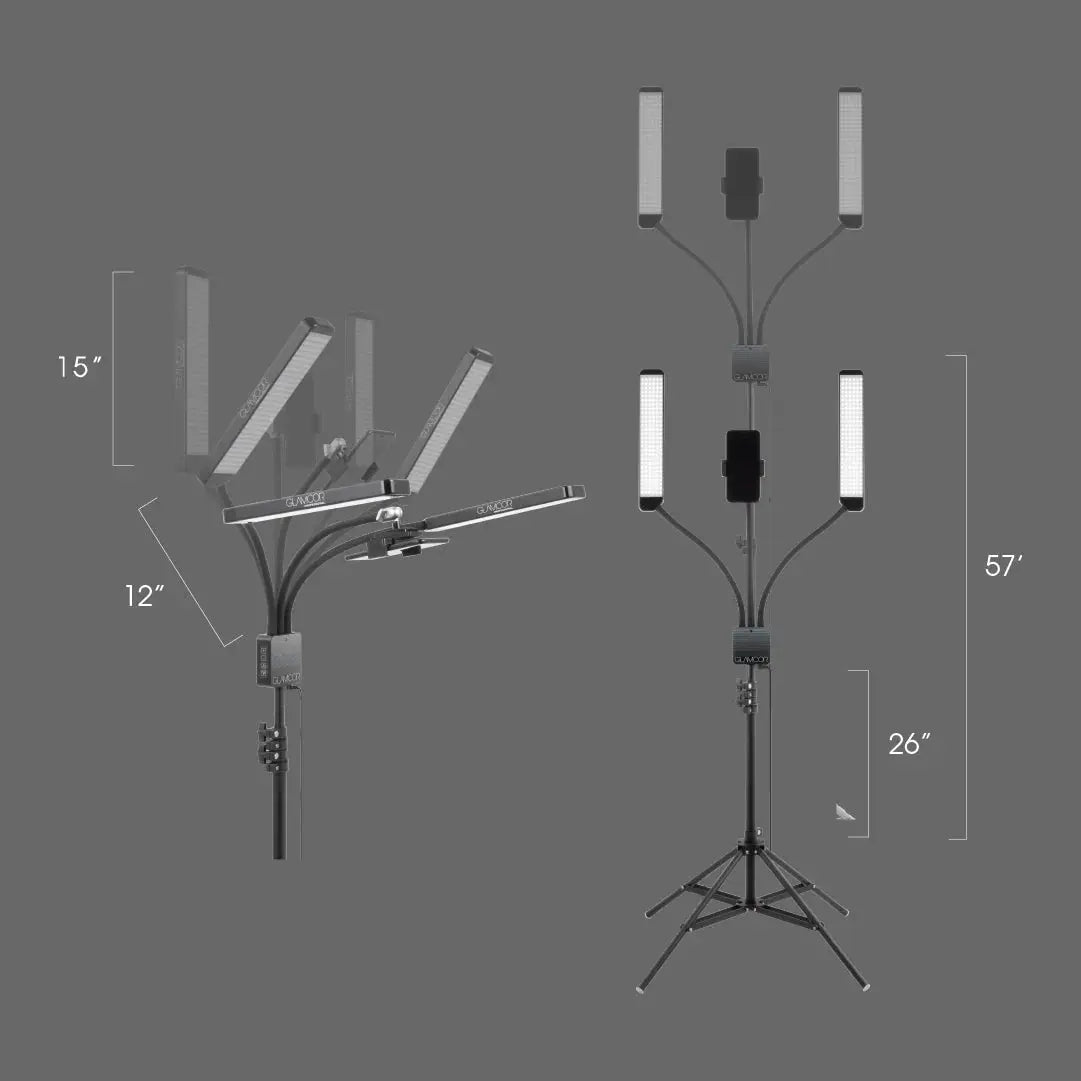 GLAMCOR MULTIMEDIA X Pro Kit for tattoo artists in black, ensuring clear visibility and professional lighting for tattoo applications, the top-rated choice for professionals in the industry