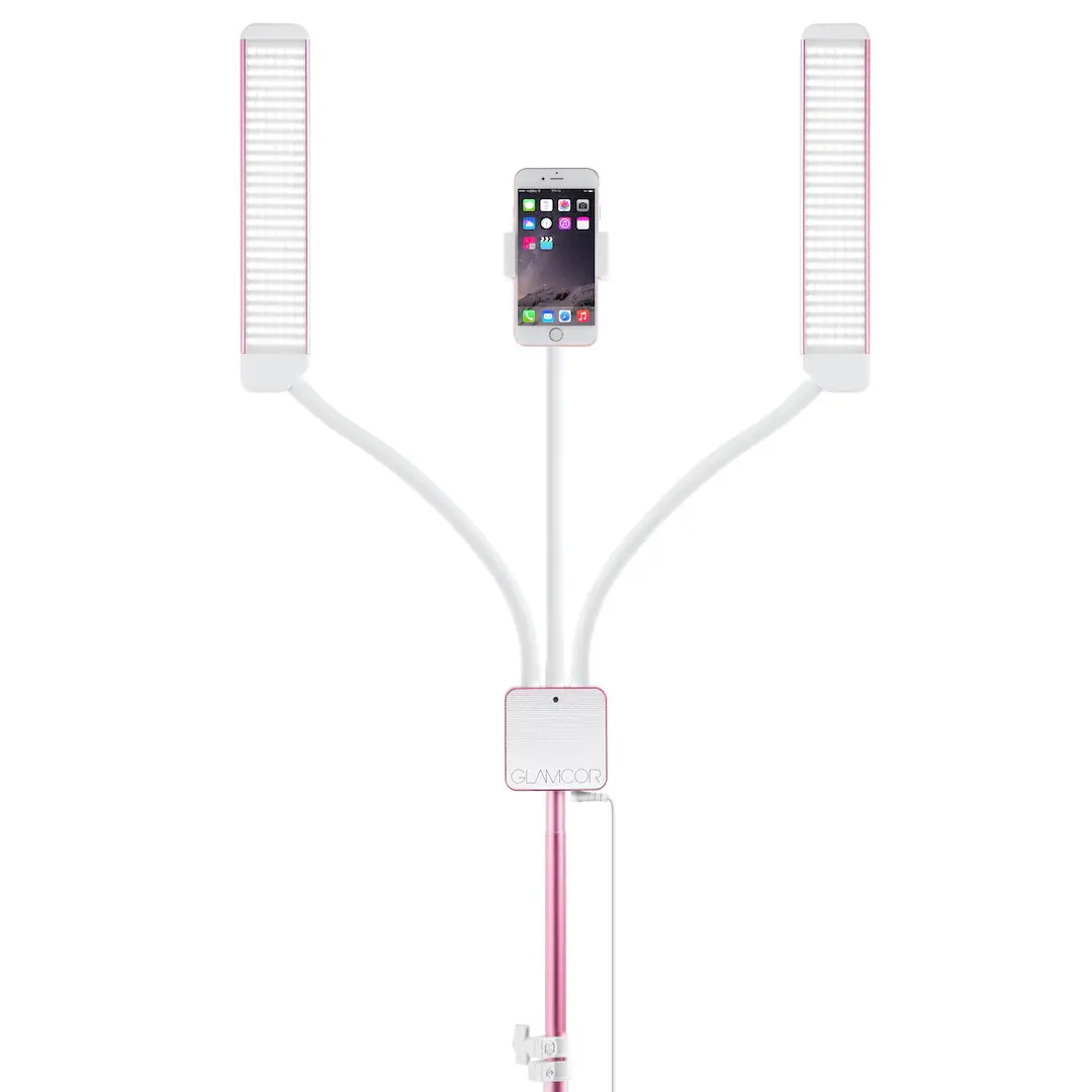 GLAMCOR MULTIMEDIA X Pro Kit in hot pink with Universal Phone Clip for versatile use