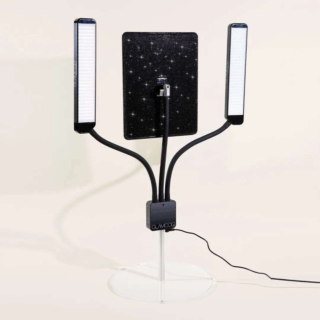 Round Acrylic Table Base, fitting easily into light kit bags for convenience.