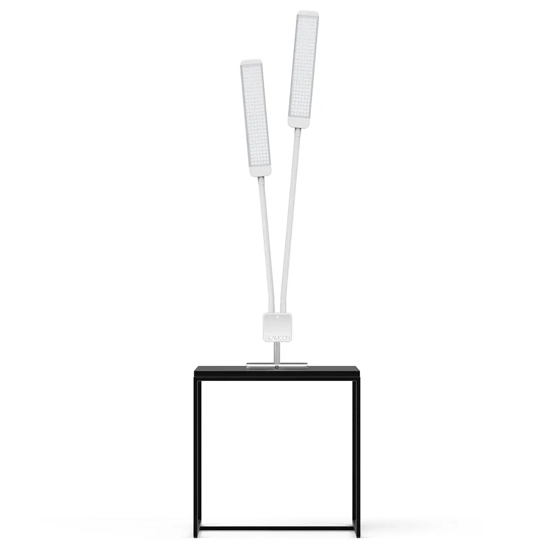 REVOLUTION X - GLAMCOR LIGHTS WHITE/SILVER / SQUARE TABLE BASE (6" x 6") GLAMCOR