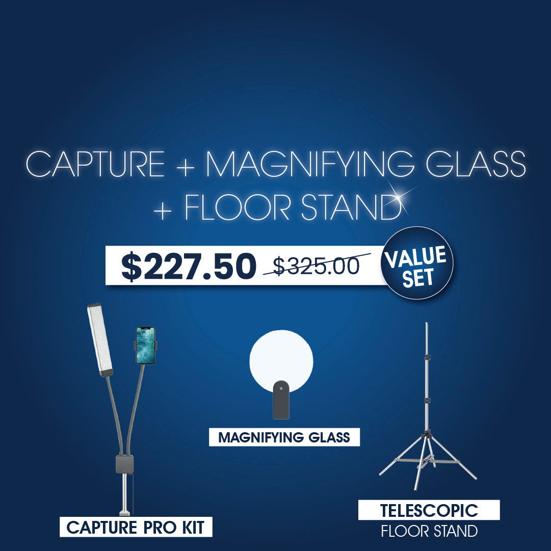 CAPTURE Pro Kit with Magnifying Glass and Telescopic Floor Stand | International Warehouse