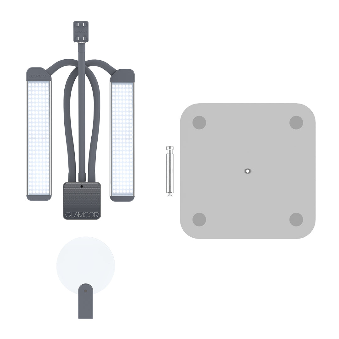 Create Your Kit Multimedia X Floor Light with Large Square Table Base and Magnifying Glass