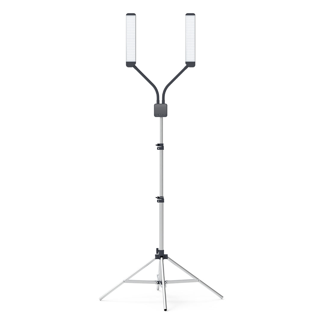 Lightweight and adjustable telescopic stand for the Glamcor Elite X Floor Light Kit.