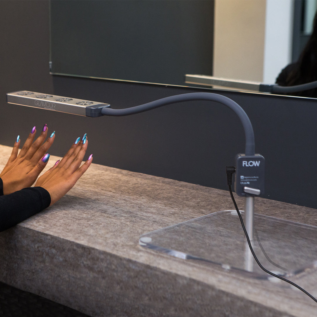 Glamcor Flow Fan drying bar enhancing the nail service experience for clients