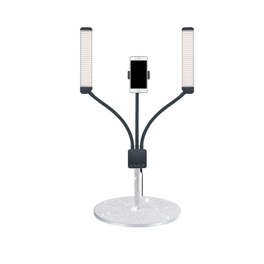 MULTIMEDIA X Table Top Light Kit - GLAMCOR LIGHTS GREY/SILVER / SPARKLE ROUND TABLE BASE / PHONE CLIP GLAMCOR