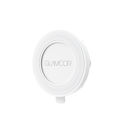 Chic white GLAMCOR Magnetic Suction Phone Mount, ideal for hands-free convenience and secure placement on any surface