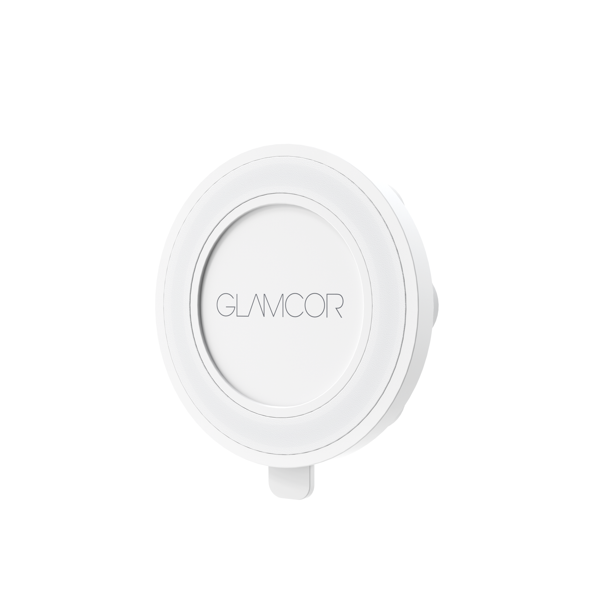 Chic white GLAMCOR Magnetic Suction Phone Mount, ideal for hands-free convenience and secure placement on any surface