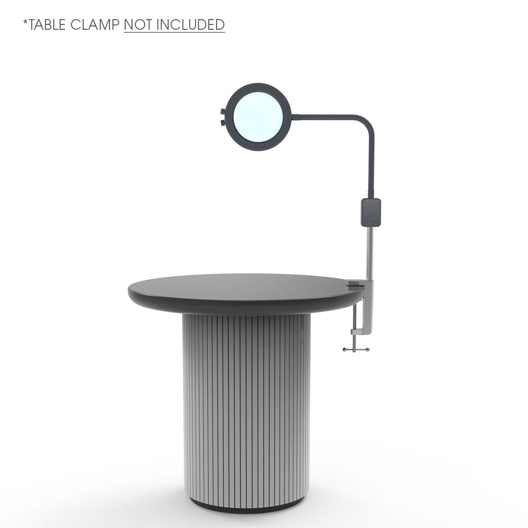 GLAMCOR SATURN magnifying light for skincare artists, providing HD LED lighting with adjustable brightness and color temperature for detailed work.