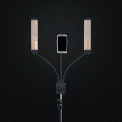 Glamcor Multimedia X Content Creation Kit Black Standing: Sleek black-themed standing content creation setup.