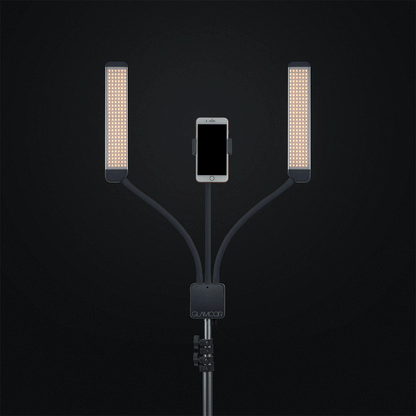 Glamcor Multimedia X Content Creation Kit Black Standing: Sleek black-themed standing content creation setup.