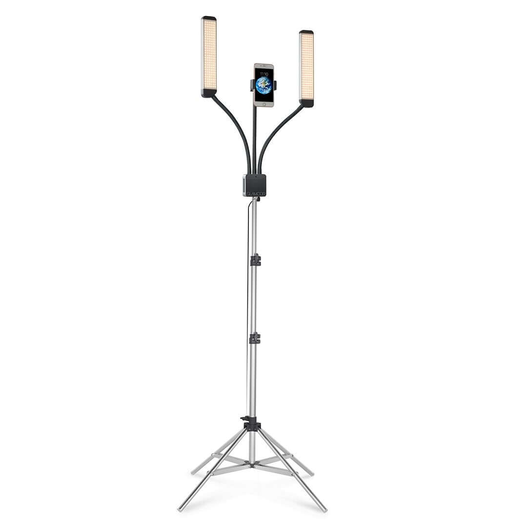 Glamcor Multimedia X Content Creation Kit Telescopic Stand with Phone: Adjustable stand with phone compatibility for the Multimedia X Content Creation Kit.