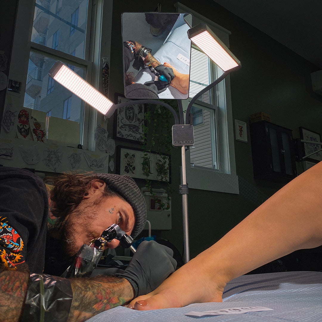 Glamcor Multimedia X Floor Light Kit - Best Lighting for Tattoo Artists