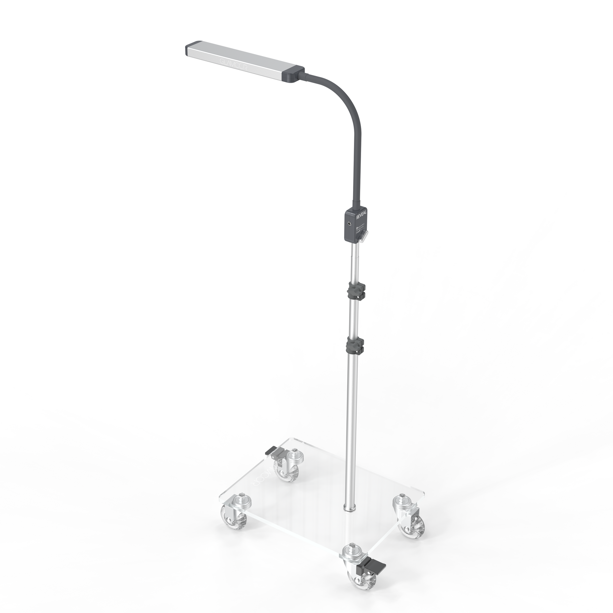 Glamcor REVEAL Floor Light Kit with a mobile rolling base, ideal for on-the-go beauty services