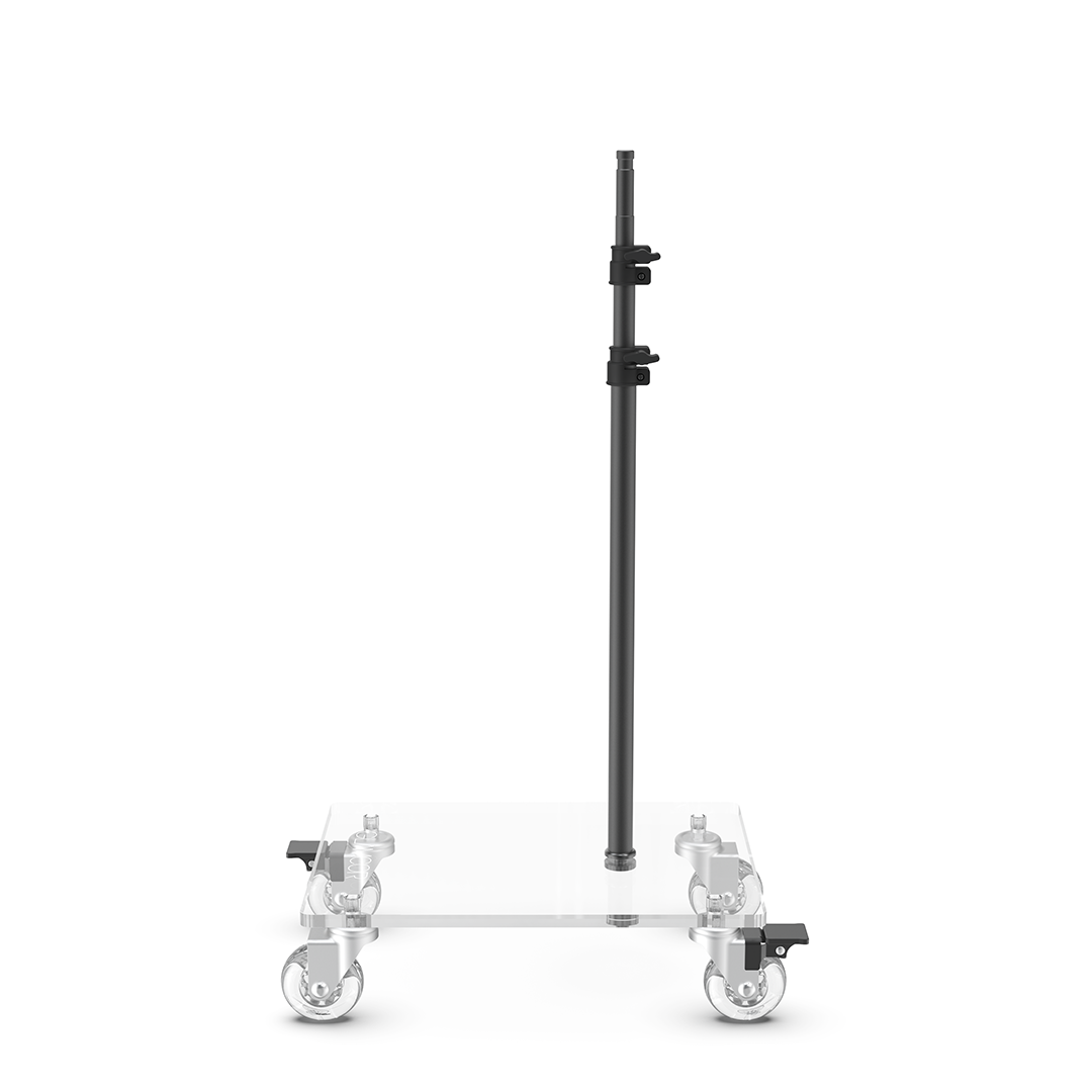 Glamcor Rolling Flat Base Stand for esthetician lamp, perfect for mobile work environments with low-profile, space-saving design.