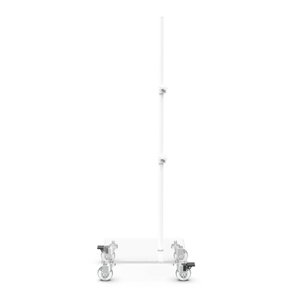 Glamcor Rolling Flat Base Stand for skincare artists in white, designed for mobile work in esthetician beds and tattoo chairs with space efficiency