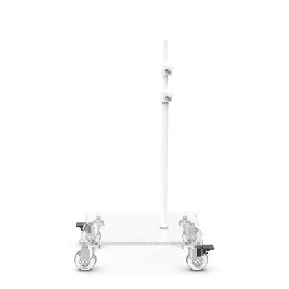 Glamcor Rolling Flat Base Stand for light in white, perfect for studios and salons requiring a mobile and low-profile base.
