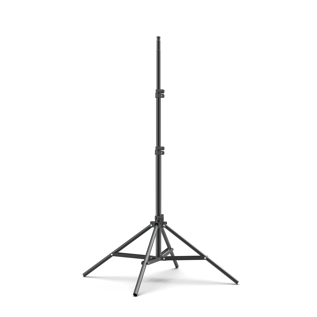 Glamcor Telescopic Aluminum Stand in black, designed for compatibility with REVEAL, ELITE X, REVOLUTION X, ULTRA X, MULTIMEDIA X, FLOW, CAPTURE, AIRING, SKILL, and CREATOR for enhanced lighting setups