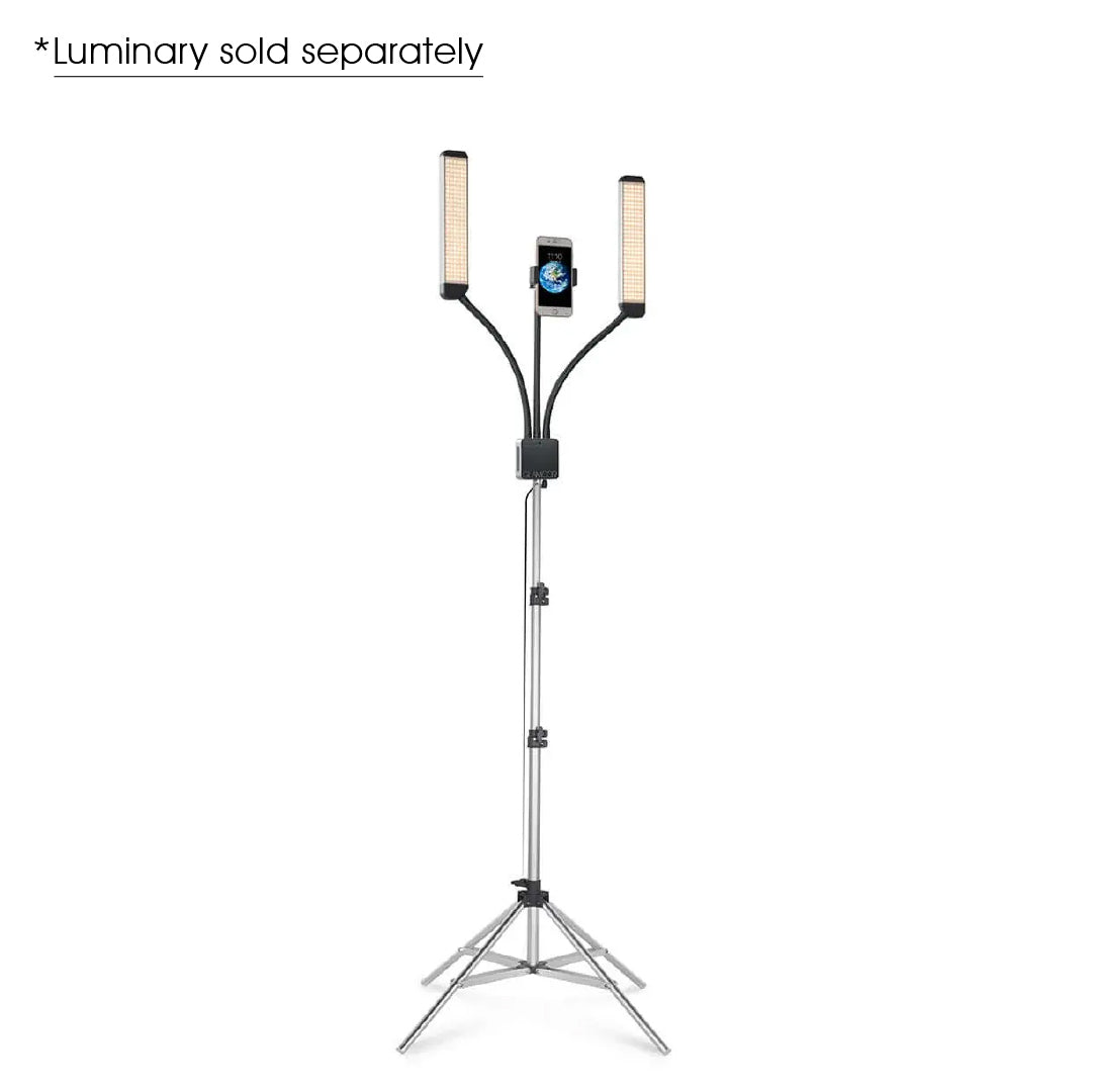 Glamcor Telescopic Aluminum Stand with MULTIMEDIA X, providing versatile support for content creation and professional lighting needs.