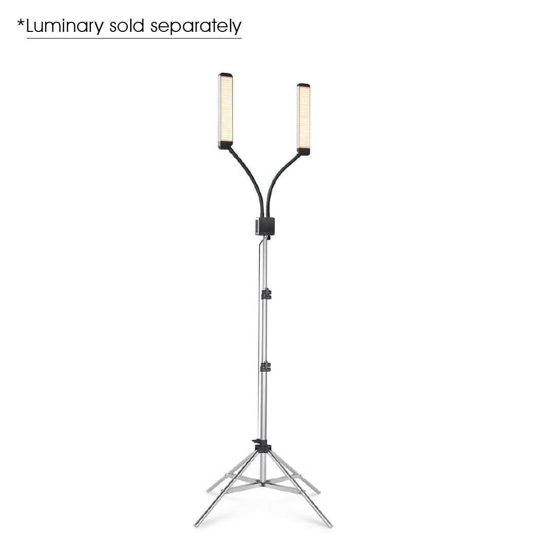 Glamcor Telescopic Aluminum Stand paired with ULTRA X, perfect for enhancing lighting setups in beauty studios and content creation environments