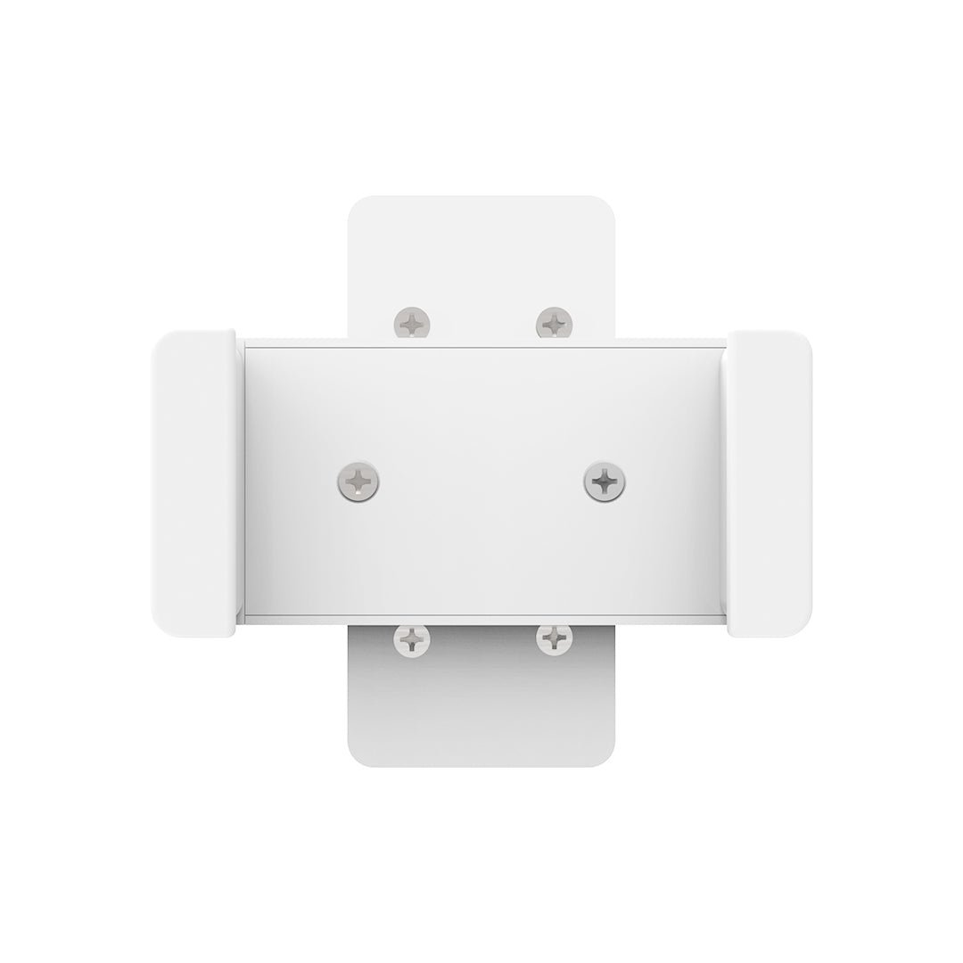 Close-up image of the Glamcor Universal Phone Clip in grey. The clip is shown in its entirety, highlighting its adjustable design and sleek appearance.