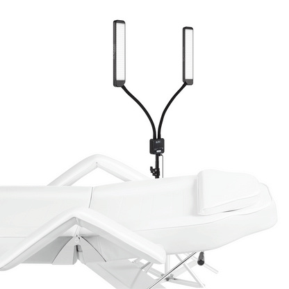 Front view of GLAMCOR's Elite X Pro Kit in Black, offering the best professional lighting with customizable dimming features for makeup artists