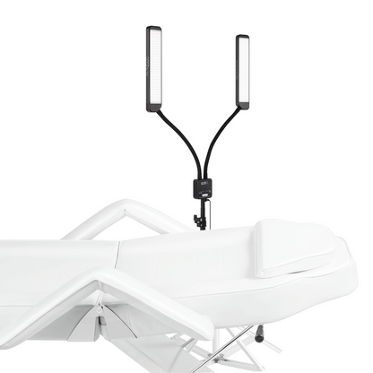 Front view of GLAMCOR's Elite X Pro Kit in Black, offering the best professional lighting with customizable dimming features for makeup artists