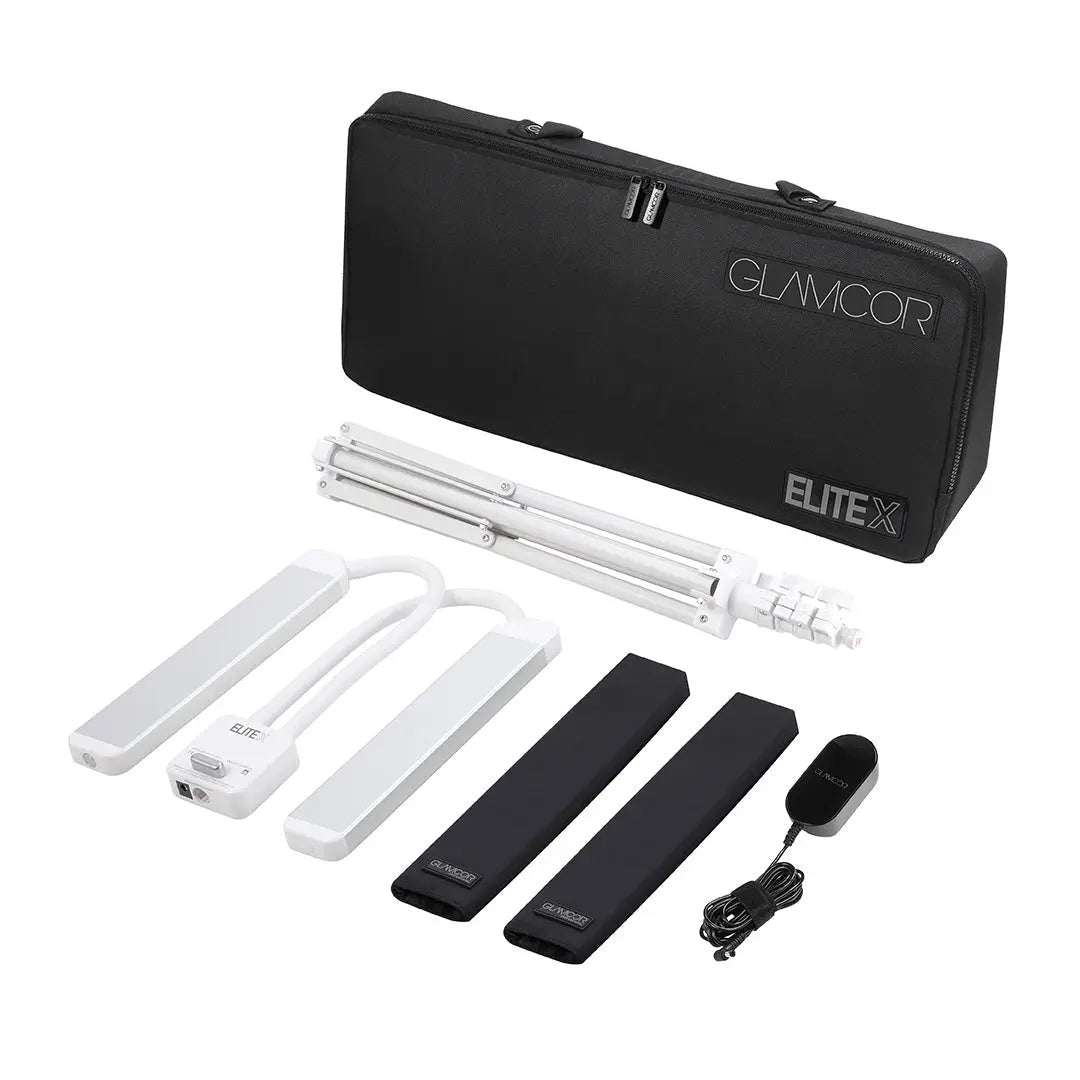 White ELITE X LED beauty light kit components
