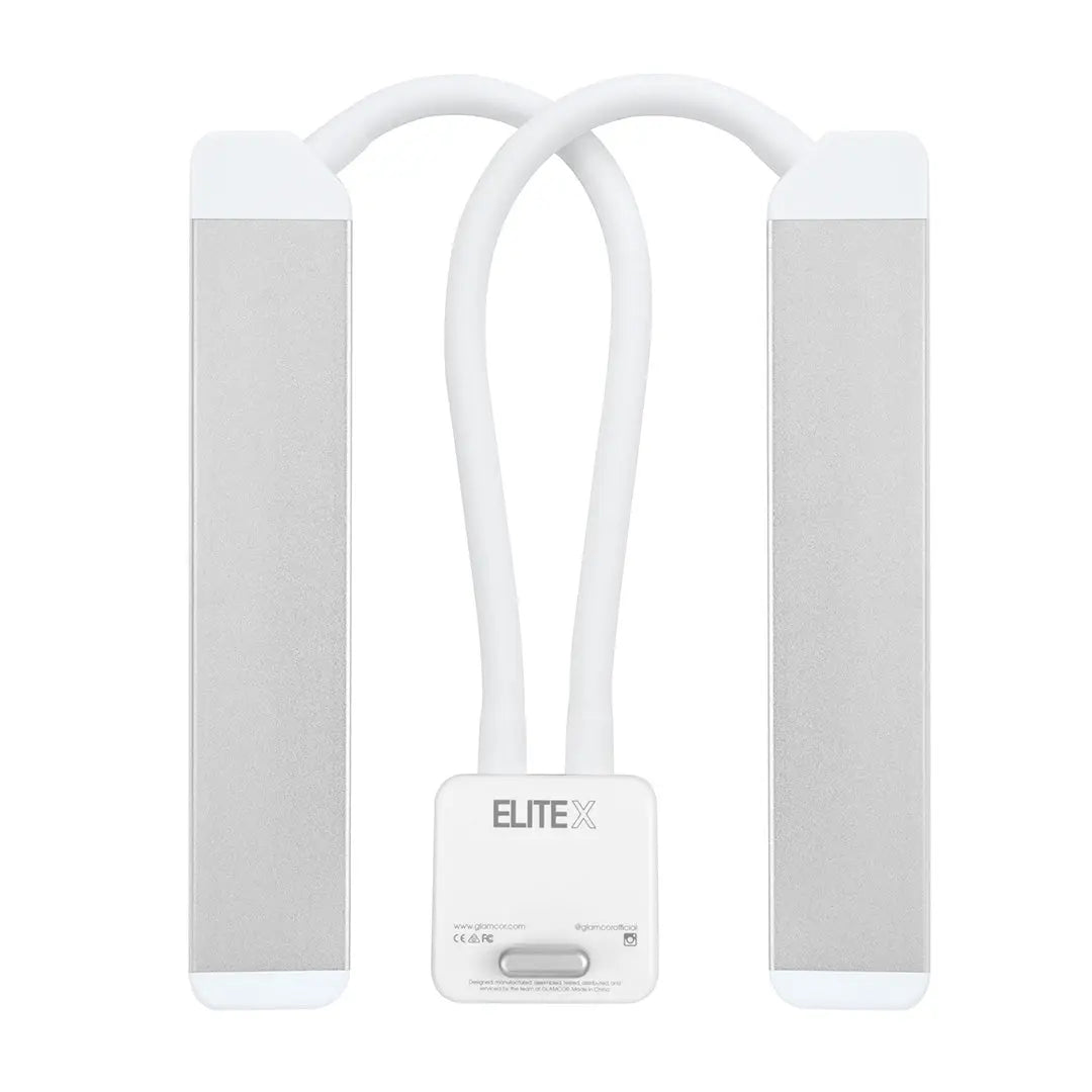 White ELITE X portable LED beauty light in white, the lighting for the work, providing the lighting so
