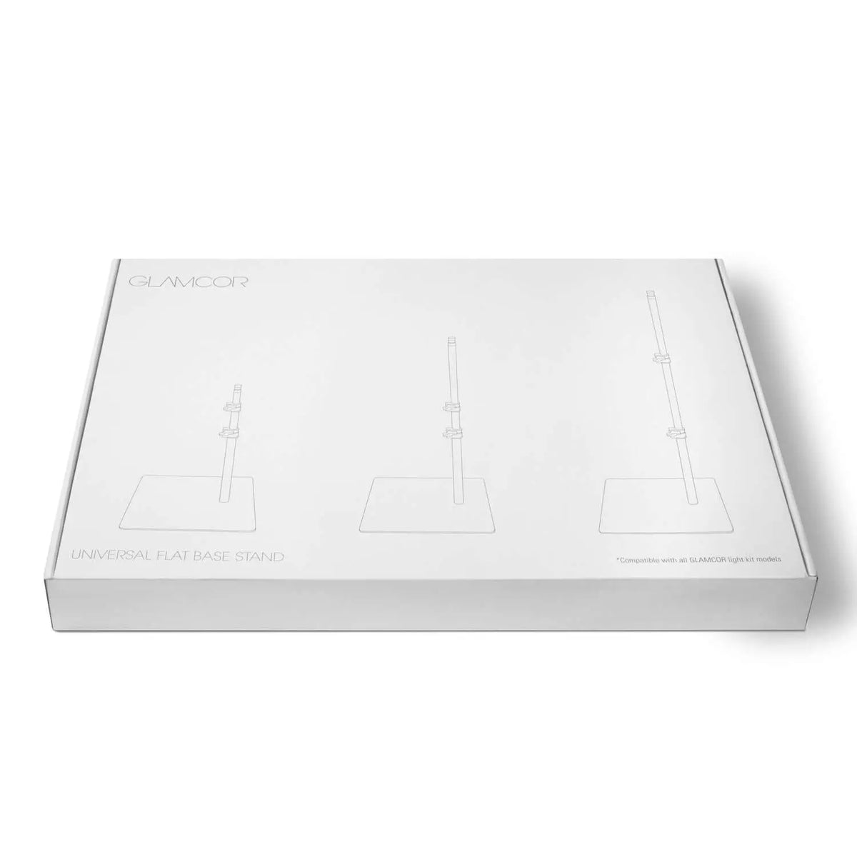 GLAMCOR Universal Flat Base Complete Kit, ideal for permanent studio locations, featuring a low-profile base that maximizes foot and leg room