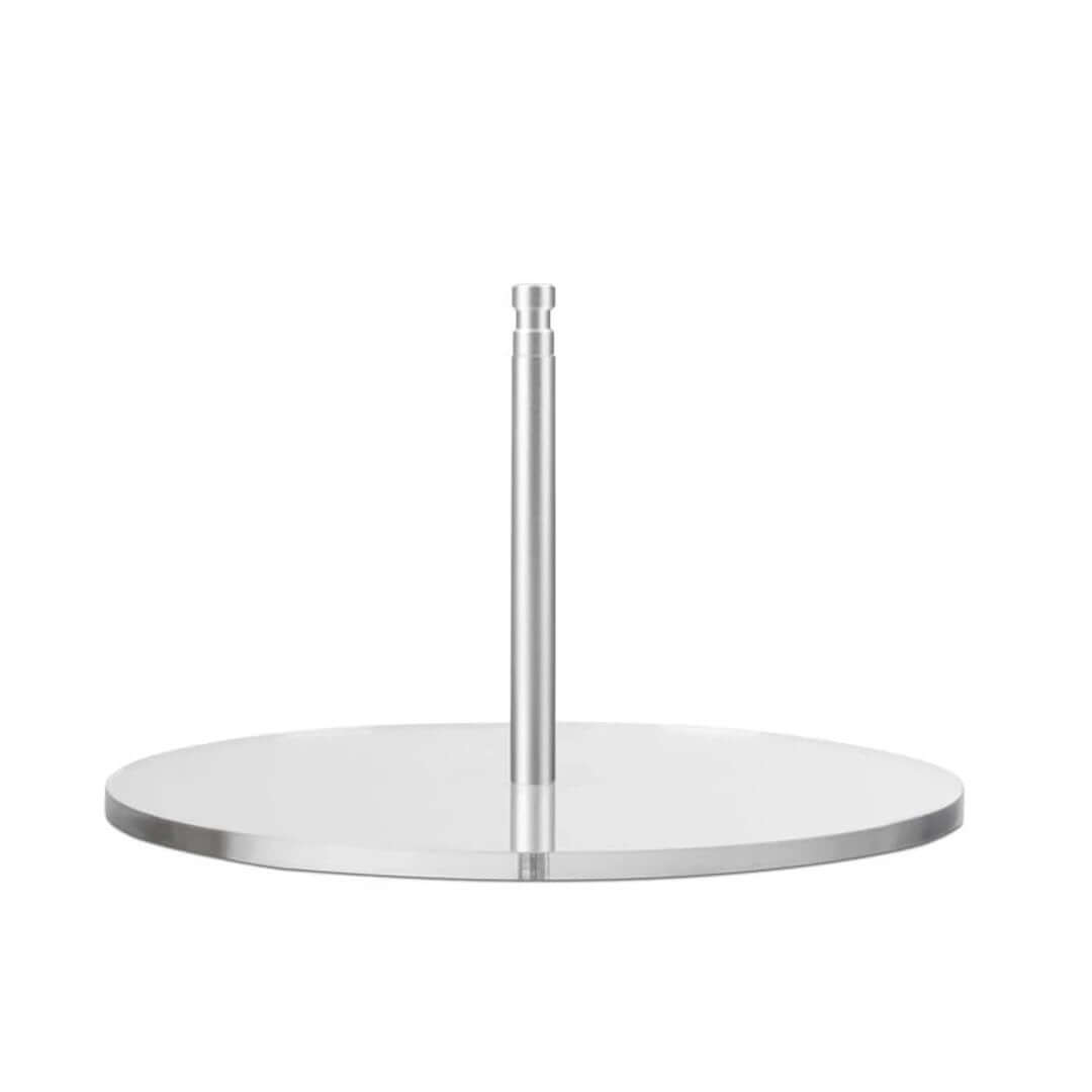 Round Acrylic Table Base showcasing its sleek design for professional lighting setups.