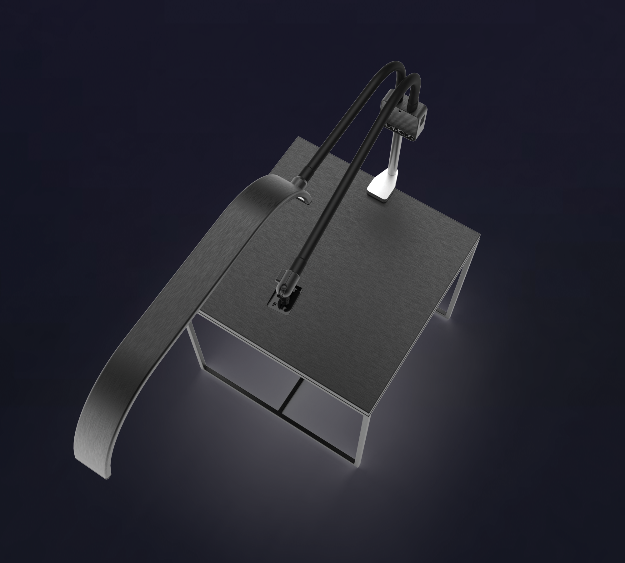 Sleek black GLAMCOR horizon curved light fixture, a whole new level of illumination