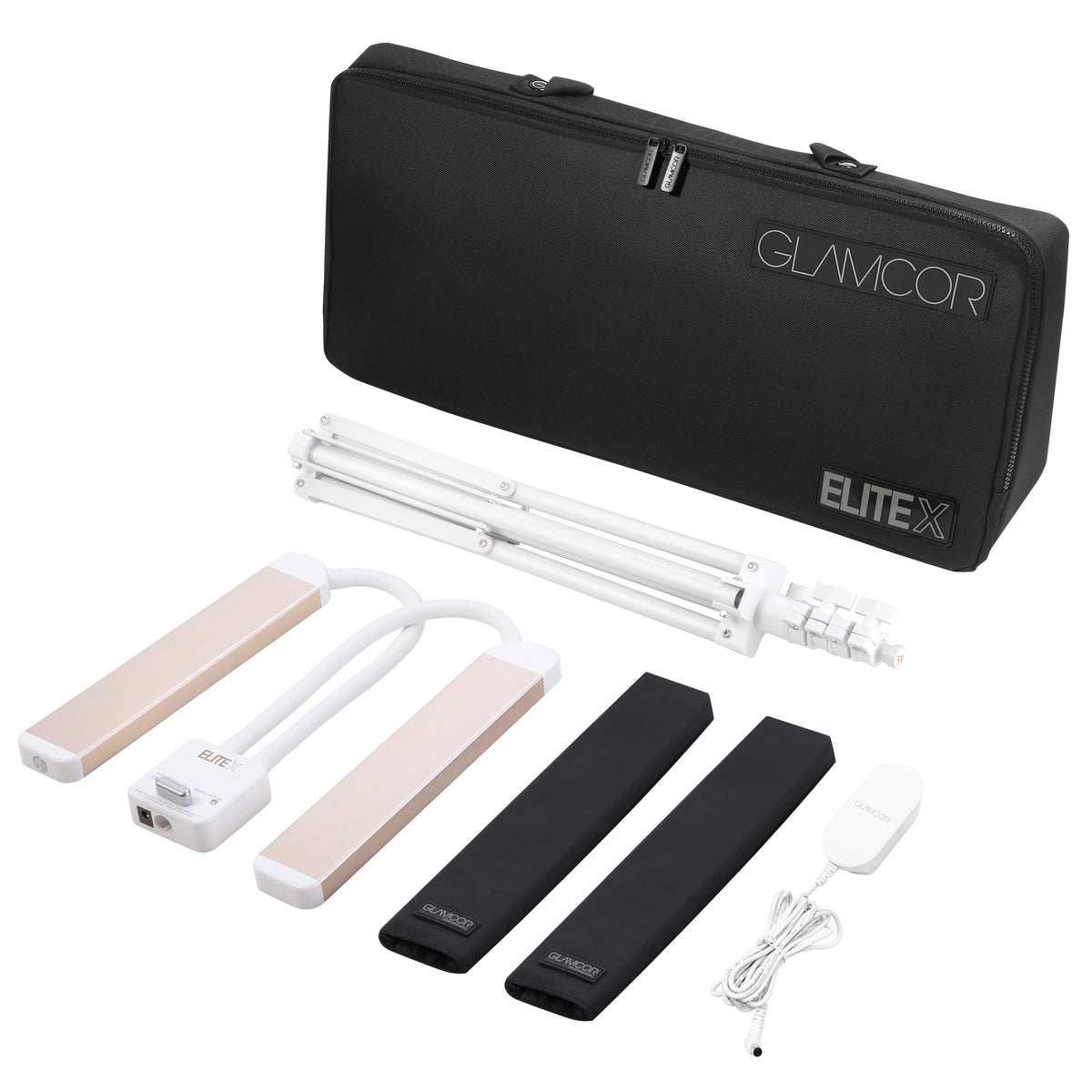 White Gold ELITE X portable LED beauty light, white gold finish, lamp head