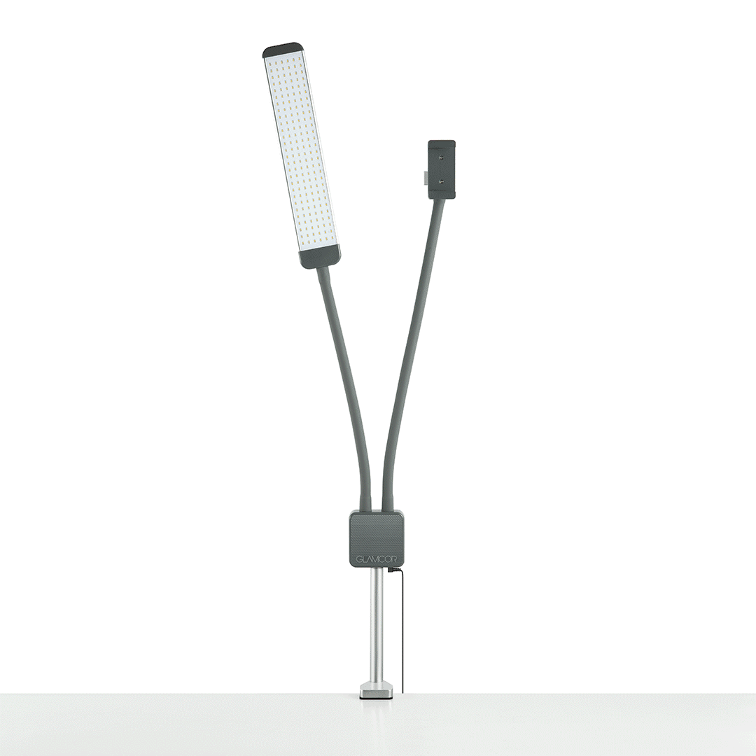 CAPTURE bending LED light with phone holder, lamp head, bending arm, phone holder