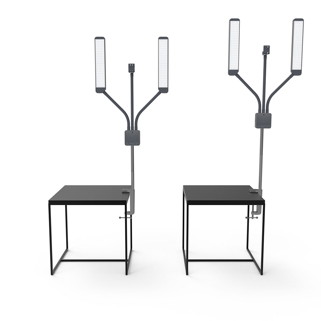 Sleek and modern GLAMCOR Table Clamp Extensions enhance your setup while blending elegantly into any space.