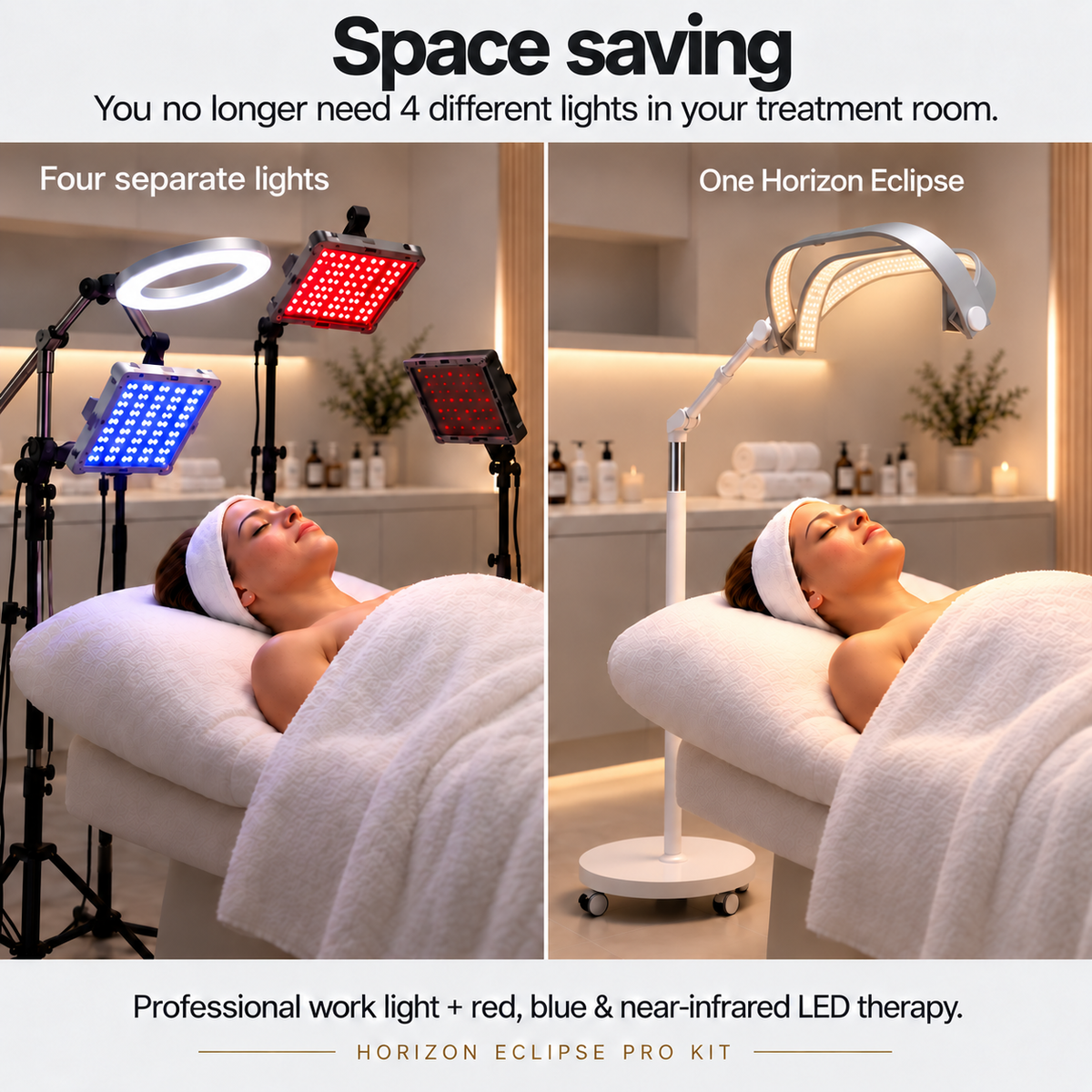 Space saving: one GLAMCOR HORIZON Eclipse replaces four separate treatment room lights
