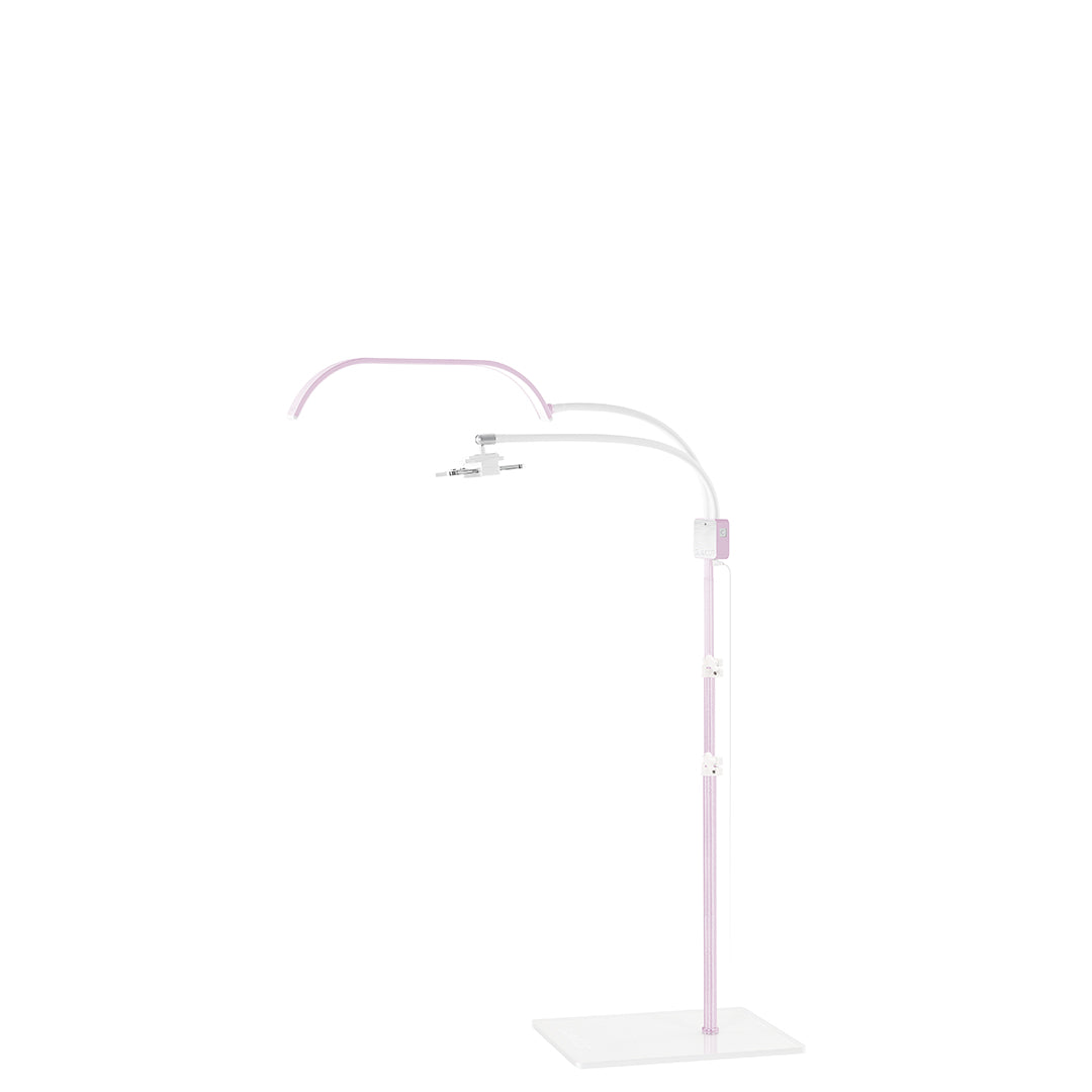 Limited edition Glamcor HORIZON LED curved light in pink, featuring a lightweight design and Universal Phone Clip