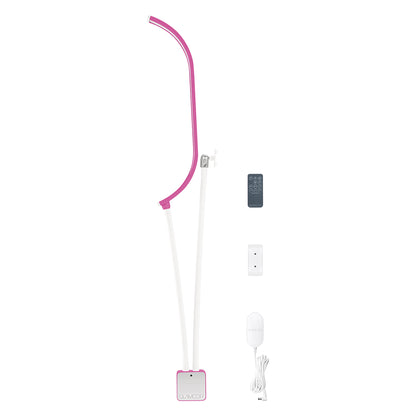 Glamcor HORIZON LED curved light in hot pink, a limited edition with remote control for easy adjustments."