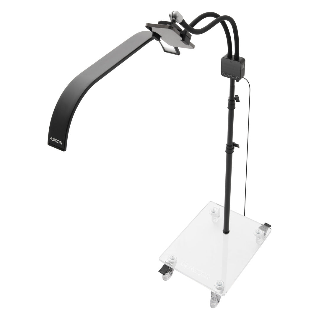 Elevate your beauty room with GLAMCOR Horizon - the essential lighting accessory for makeup artists and estheticians, featuring curved lighting for optimal visibility.