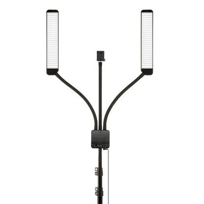GLAMCOR MULTIMEDIA X Pro Kit  highlighting its sleek, compact LED multimedia light kit design, perfect for estheticians and makeup artists requiring high-quality lighting kits for their work.