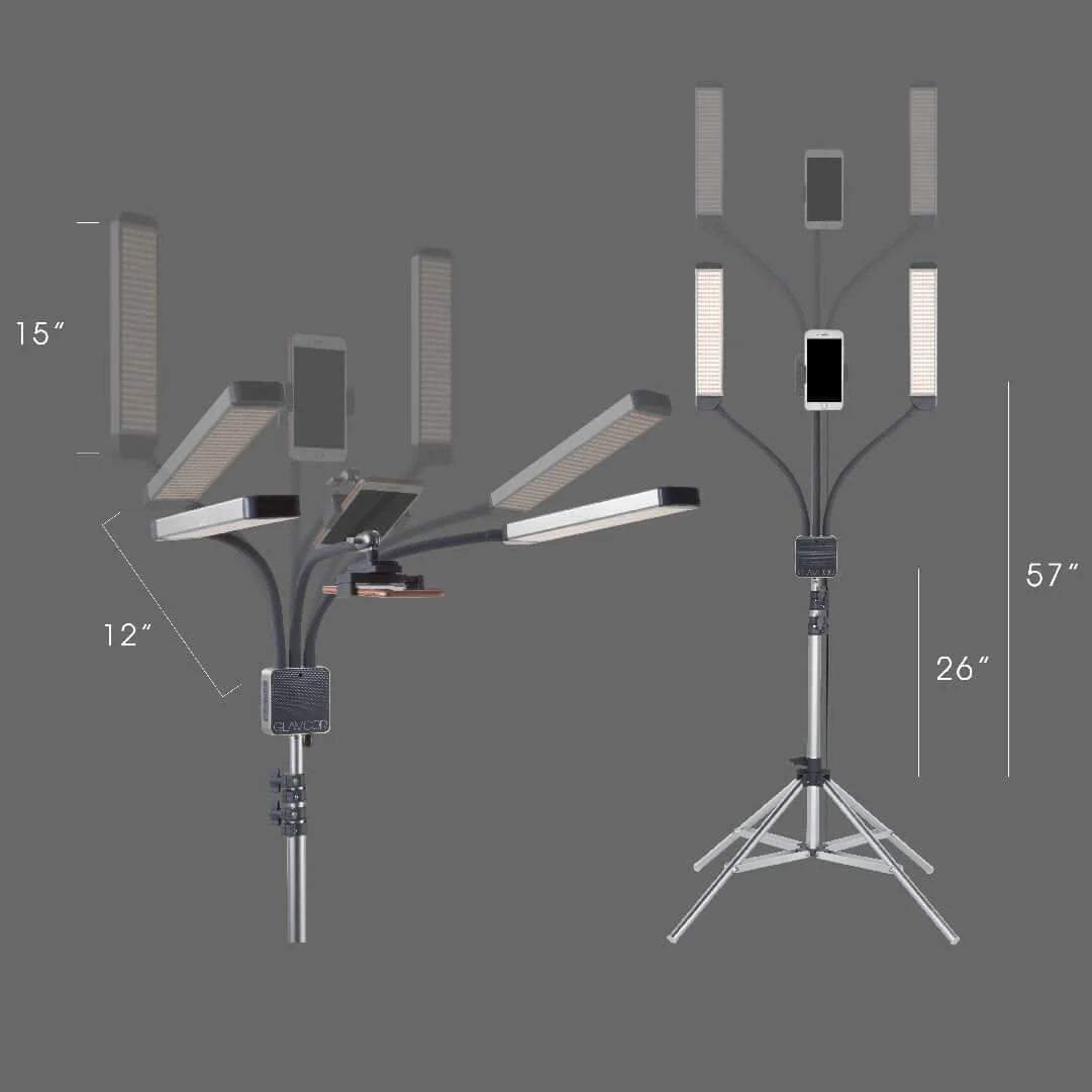 Multimedia X Content Creation Kit Height: Adjustable height for optimal lighting setup.