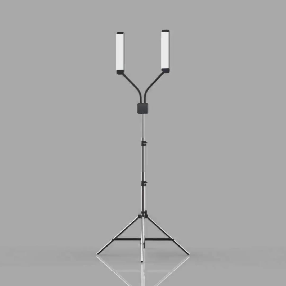 Load video: Complete Glamcor Elite X Floor Light Kit featuring HD Daylight and five-stage dimming.