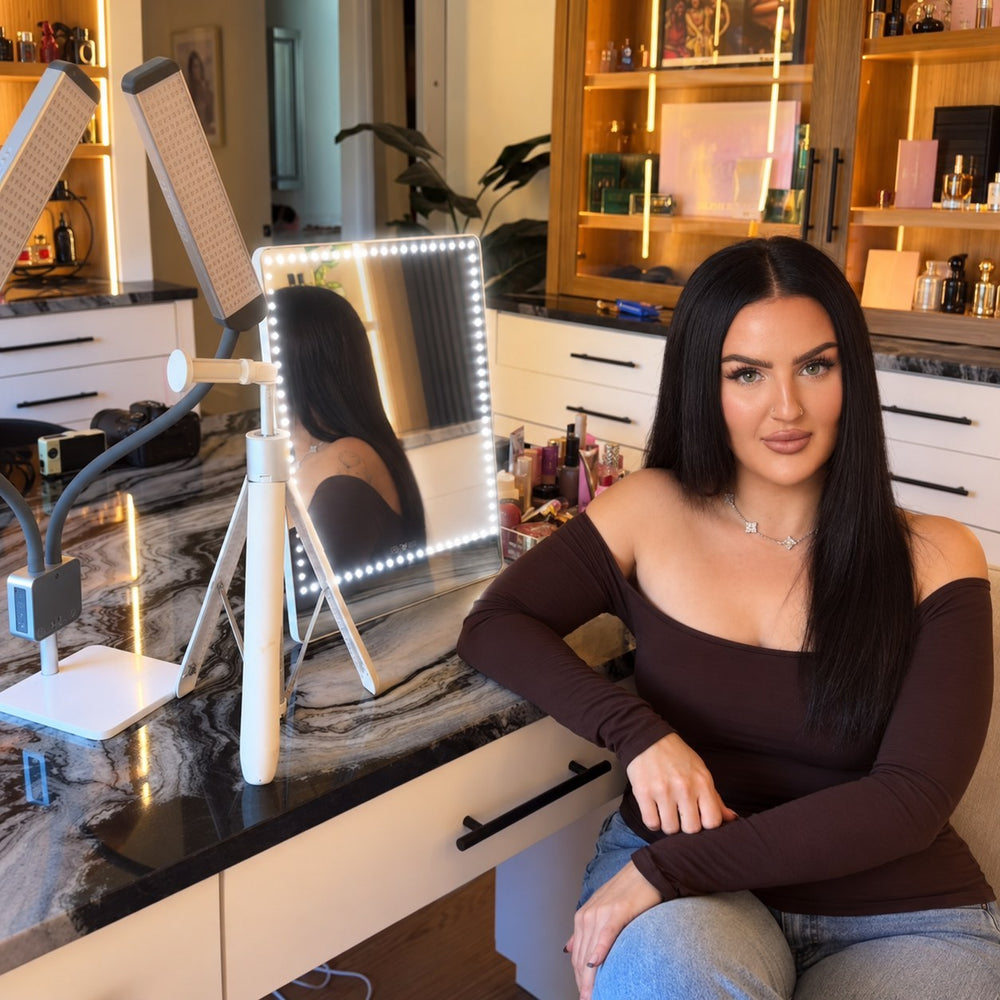 Mikayla Nogueira at her vanity with RIKI PRETTY and MULTIMEDIA X