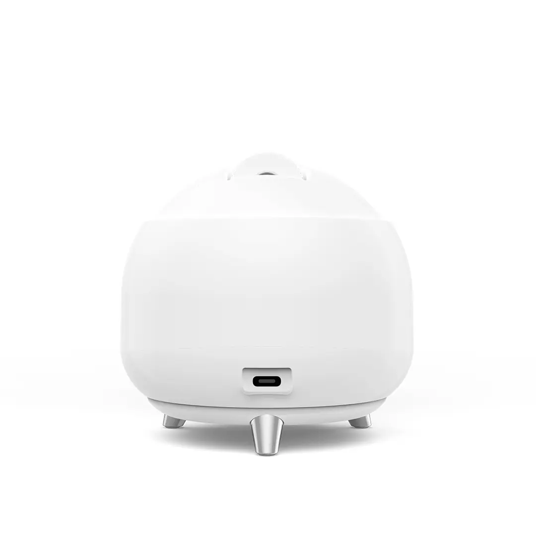 Glamcor White Star Tracker - back view:Simple setup with phone clip for optimal smartphone tracking, featuring advanced dual-axis gimbal technology for smooth tracking shots