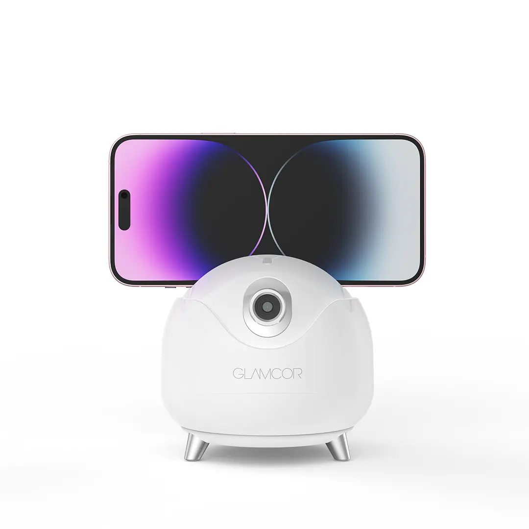 Glamcor Star Tracker: Simple setup with phone clip for optimal smartphone tracking, featuring advanced dual-axis gimbal technology for smooth tracking shots