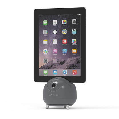 Glamcor Star Tracker: Grey-front tablet holder for seamless integration and versatility, powered by AI face tracking gimbal for precise alignment